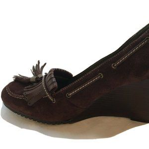 Aerosoles Incredurable Brown Suede Tassle Wedge